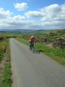 Maile on the Matley Moor lane climb. 